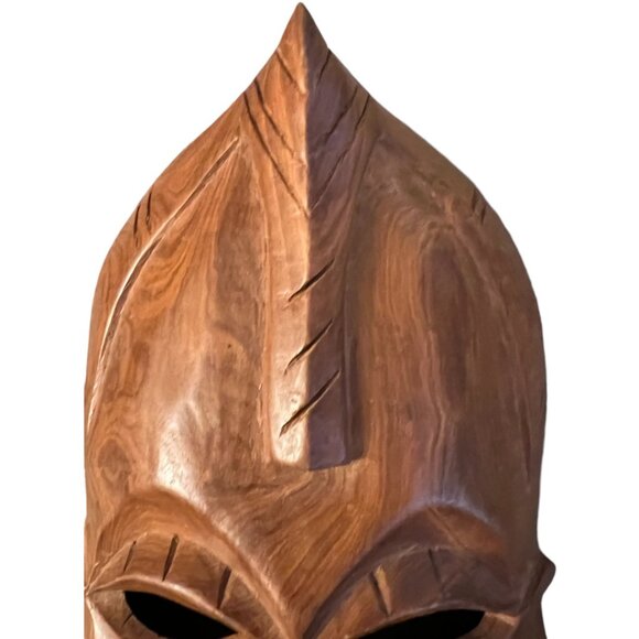 Vtg AFRICAN Hand-Carved Solid Wood Mask Tribal Art 13" high x 7" wide x 3.5 deep - Picture 3 of 12